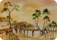 Peinture ancienne de paysage asiatique